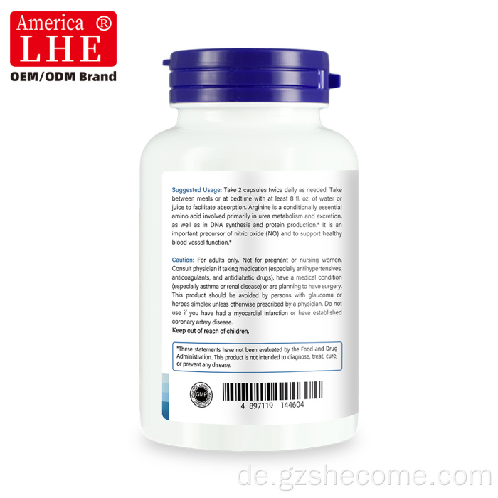 Shecome Stickoxid-Aminosäure-L-Arginin-Kapseln